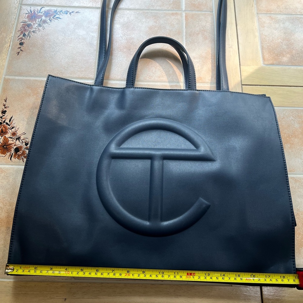Telfar bag, dark blue with Embossed Logo